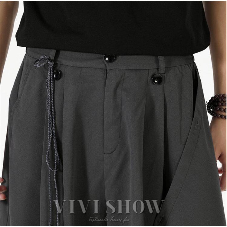 モード系 アシンメトリーワイドパンツ メンズ 個性的デザイン