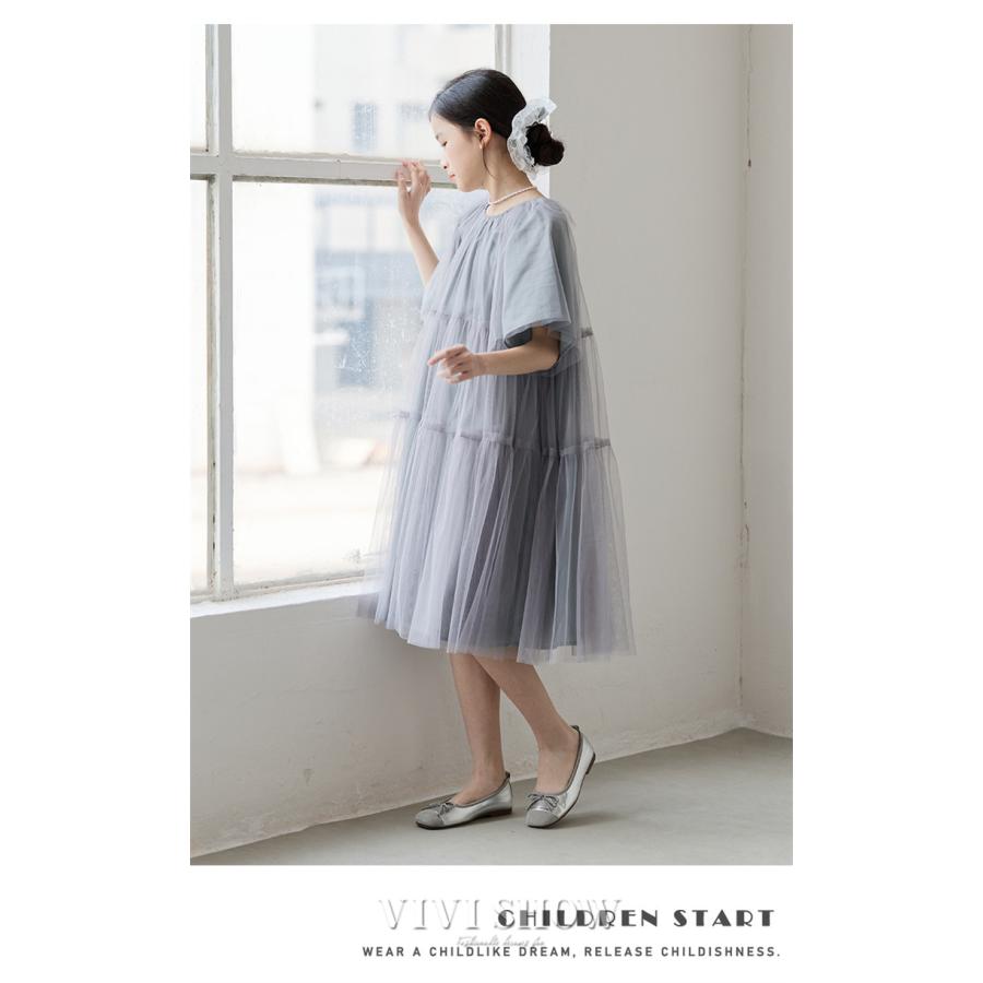 女の子 チュール ワンピース 子供服 キッズ 可愛い 半袖ワンピース