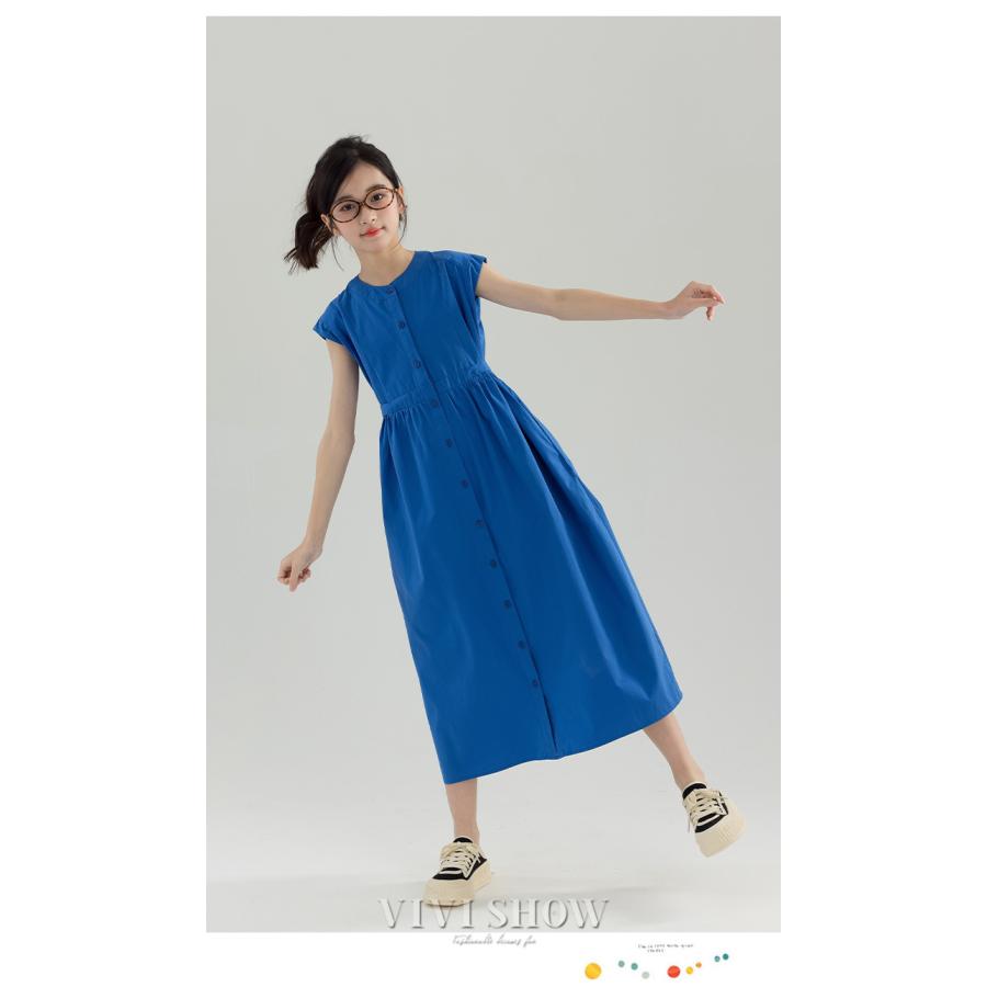子供服 ワンピース 春夏 女の子 キッズワンピース 半袖 ロング 前開き