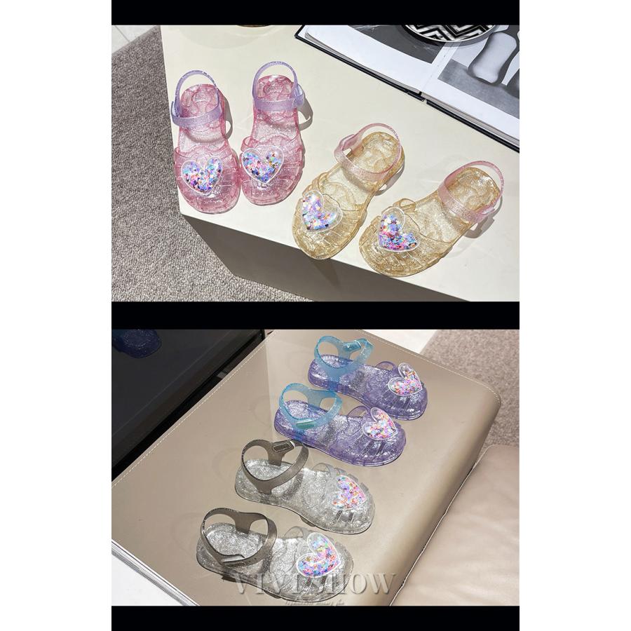 子供靴 サンダル 女の子 ラバーシューズ キラキラ フラットシューズ