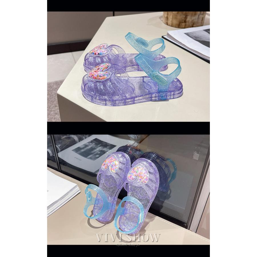 子供靴 サンダル 女の子 ラバーシューズ キラキラ フラットシューズ