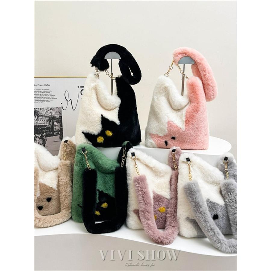 猫柄 バッグ ショルダー モコモコバッグ ファー もこもこバッグ 冬