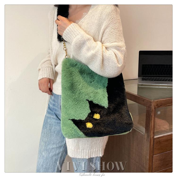猫柄 バッグ ショルダー モコモコバッグ ファー もこもこバッグ 冬