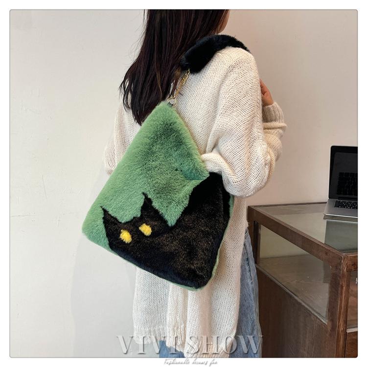 猫柄 バッグ ショルダー モコモコバッグ ファー もこもこバッグ 冬