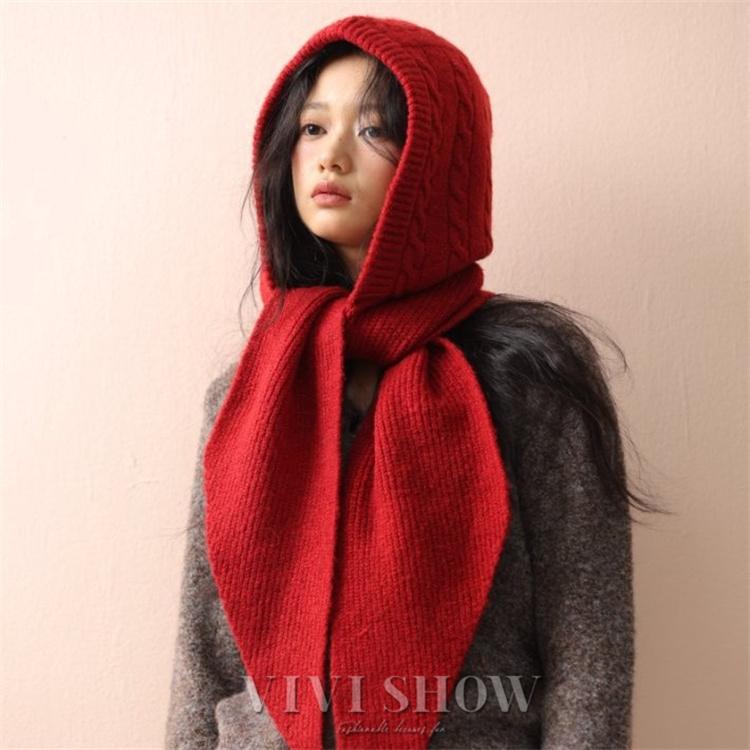 ニットマフラー フード付き レディース 肩掛けニット フードマフラー
