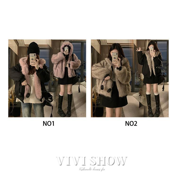 フード付き 中綿コート ファージャケット リバーシブル ジャケット