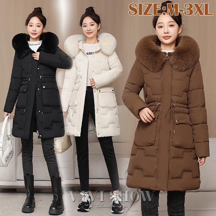 秋冬　中綿コート レディース ダウンコート ミドル丈　フード付き レディース 中綿ジャケット ミドル丈　コート アウター ラージサイズ 秋冬 中綿コート レディース ダウンコート ミドル丈 フード付き 中綿