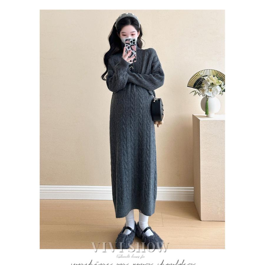 マタニティ ニットワンピース レディース ニットワンピ 妊婦 長袖