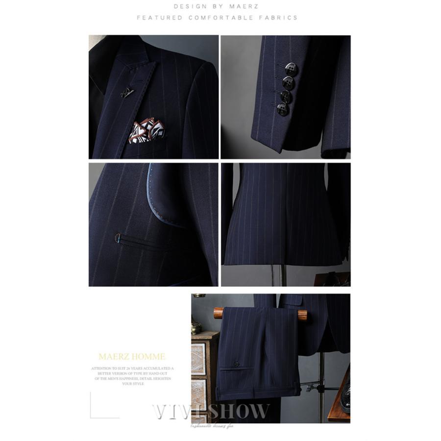 メンズスーツセット ビジネススーツ スリーピース スーツ ストライプ