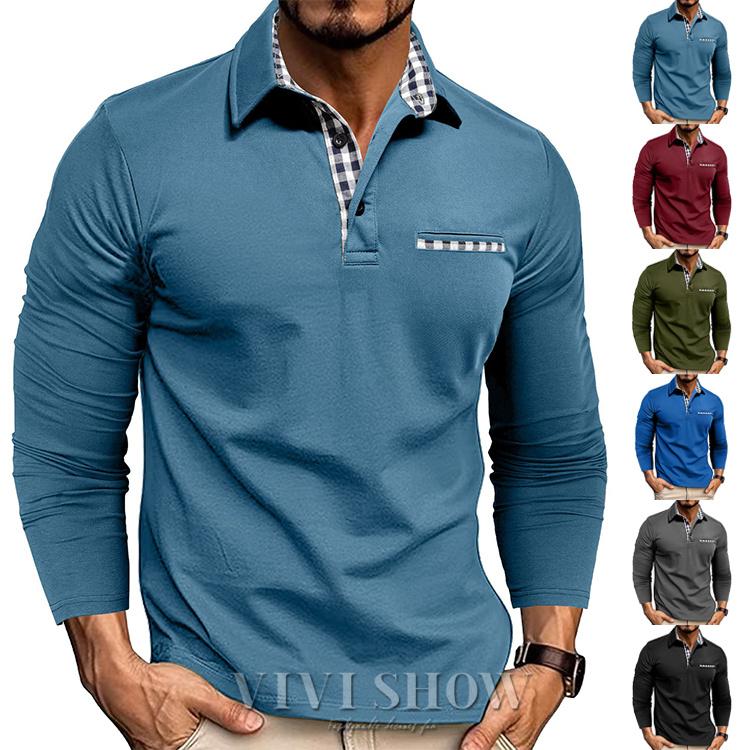 メンズポロシャツ 長袖 無地 ゴルフシャツ 長袖ポロシャツ ポロ