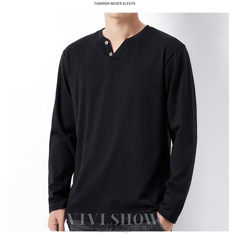 Tシャツ メンズ ロングtシャツ ロンt トップス 長袖 ヘンリーネック