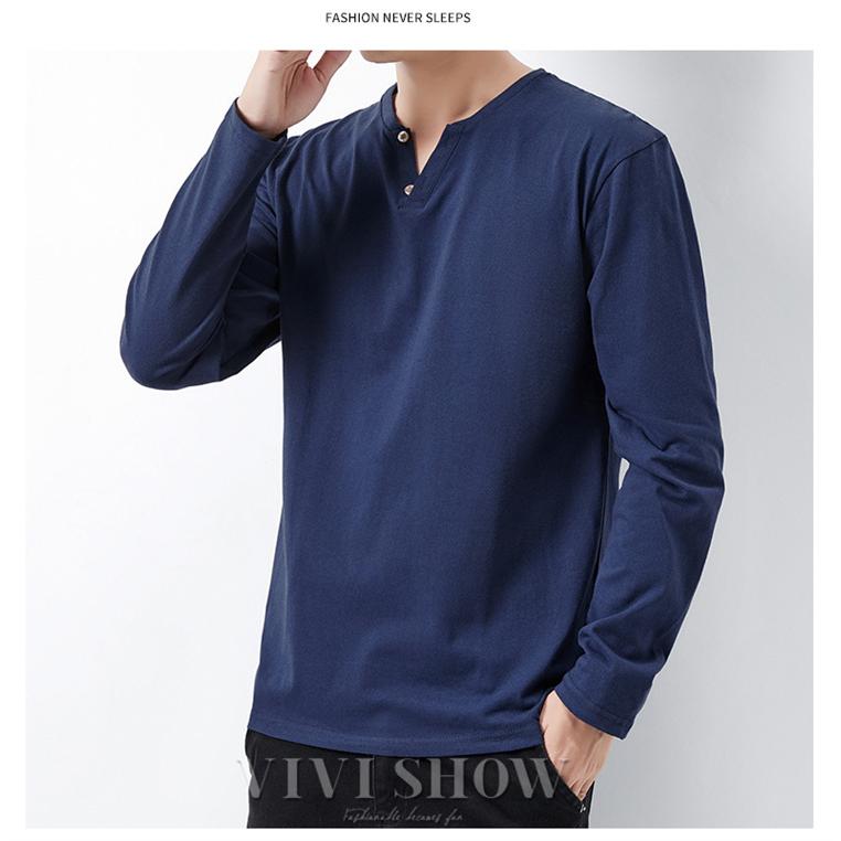 Tシャツ メンズ ロングtシャツ ロンt トップス 長袖 ヘンリーネック