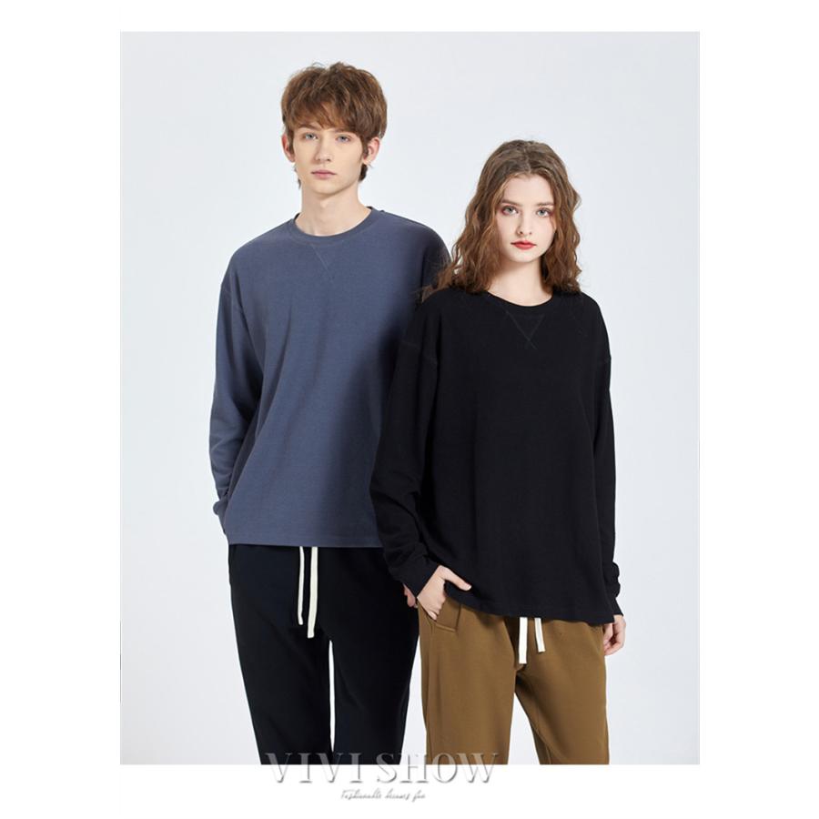 ロンT Tシャツ メンズ トップス カットソー 長袖Tシャツ ワッフル編み