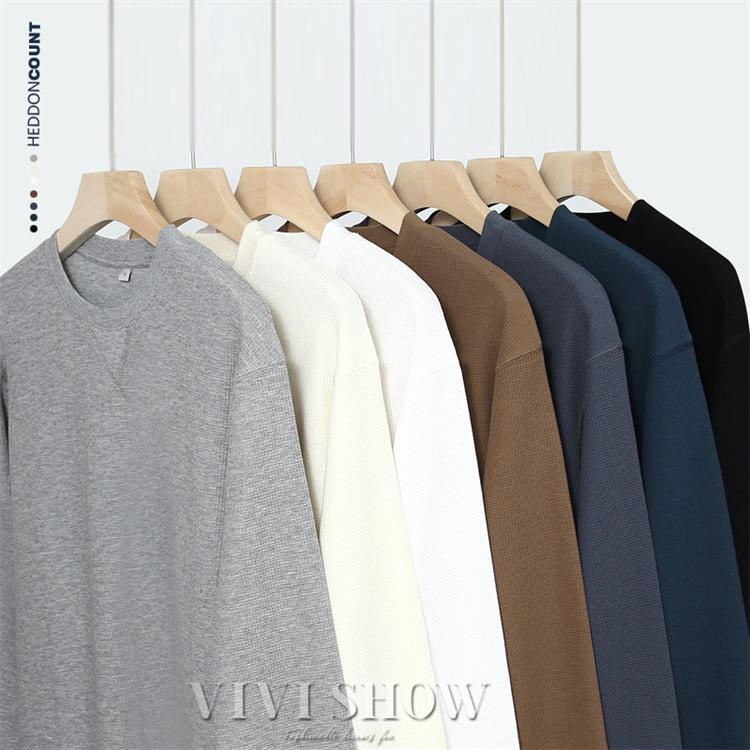 ロンT Tシャツ メンズ トップス カットソー 長袖Tシャツ ワッフル編み