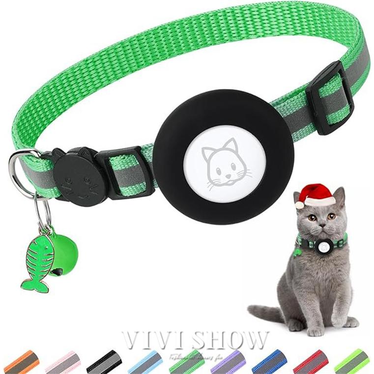2点セット 猫 ネコ 犬 首輪 Airtag 用 9色 安全 セーフティバックル
