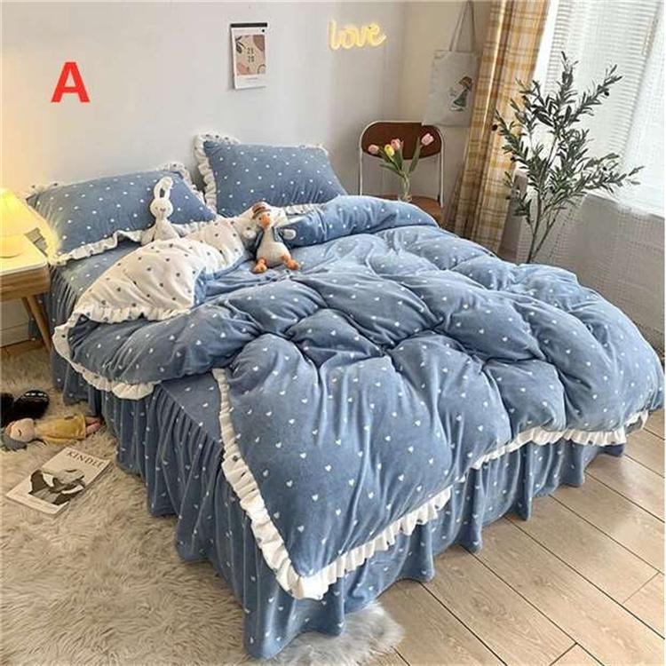 韓国風 布団カバーセット 枕カバー ドット柄 可愛い 3点セット 4点