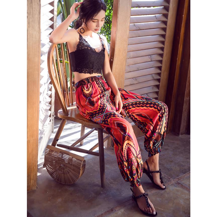 バルーンパンツ エスニック 柄 レディース 春夏 リゾート 水着の上に