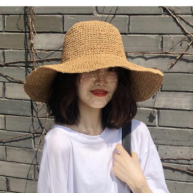麦わら帽子 レディース 折りたたみ ざっくり ペーパーストローハット