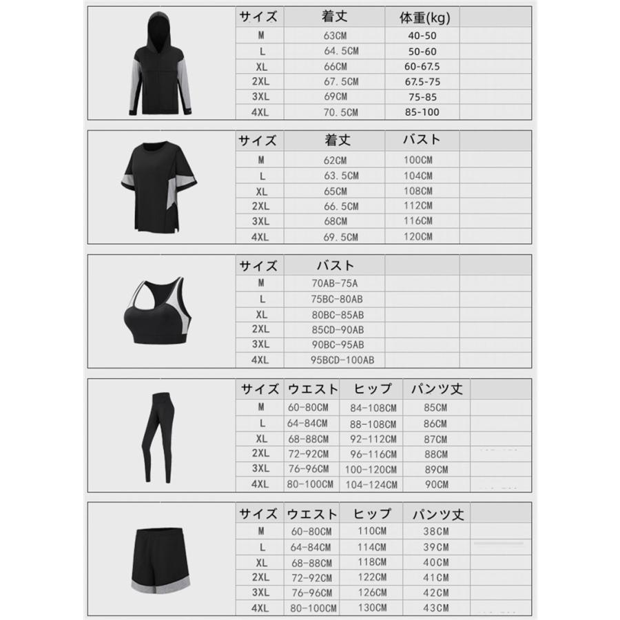 トレーニングウエア スポーツウェア フィットネスウェア 5点セット