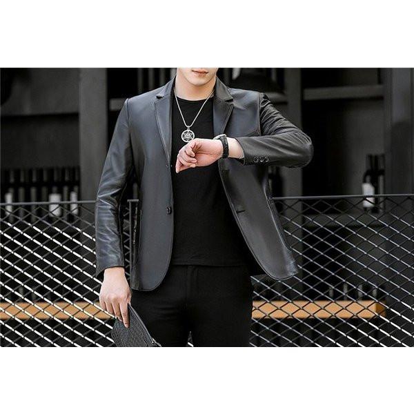 SALE 本革 レザー テーラードジャケット メンズ ブレザー スーツ