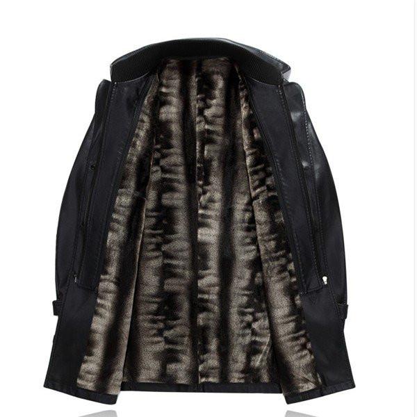 裏ボア トレンチコート メンズ 革 2枚襟 ジャケット 通勤 レザー