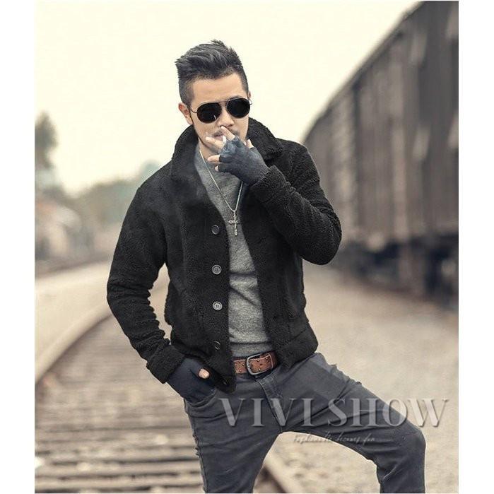 フリース ジャケット メンズ ボア ボアフリース 起毛 ハイネック 防寒