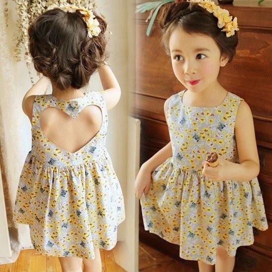 子供ワンピース 子供服 キッズ ワンピース 花柄 背中だし ハート形 