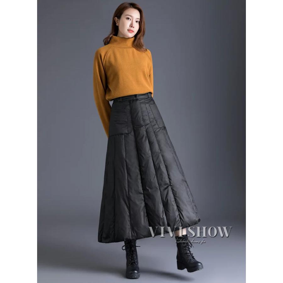 ダウンロングスカート キルティング レディース Aライン ラップ