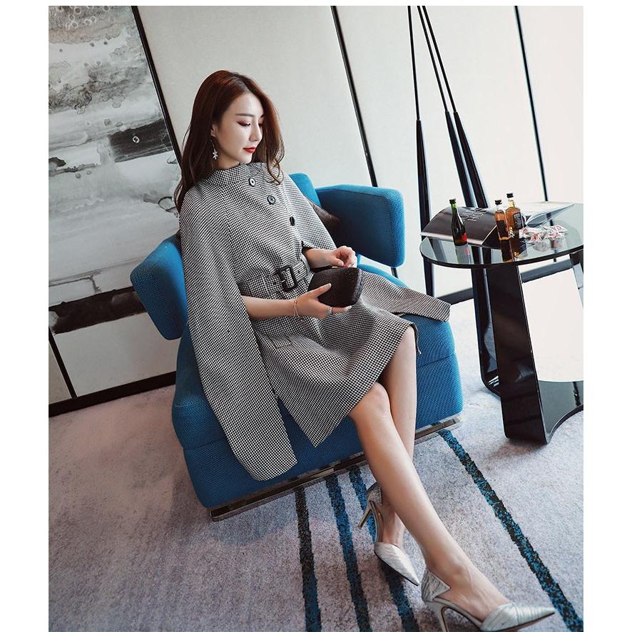 レディース ワンピース チェスターコート マント風 ポンチョ風 ひざ丈