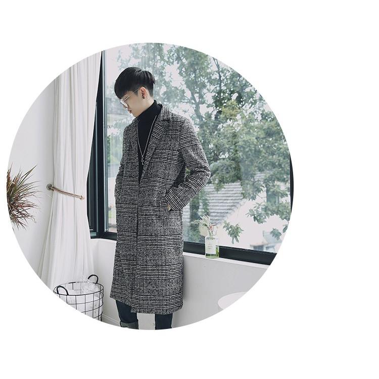 チェスターコート メンズ ロング丈 千鳥柄 チェック柄 春秋冬