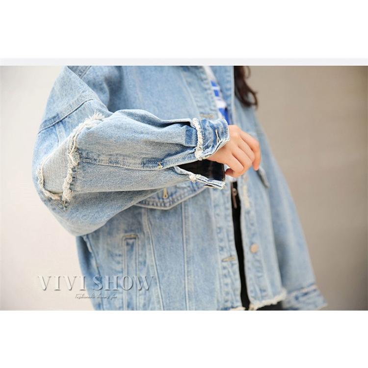 デニムジャケット レディース 長袖 Gジャン 個性的 ダメージ加工