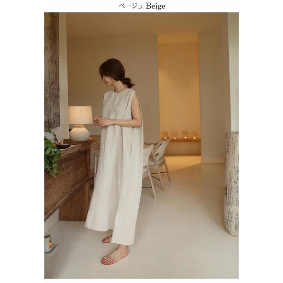 亜麻混タンクトップワンピース タンクトップワンピース ロング 