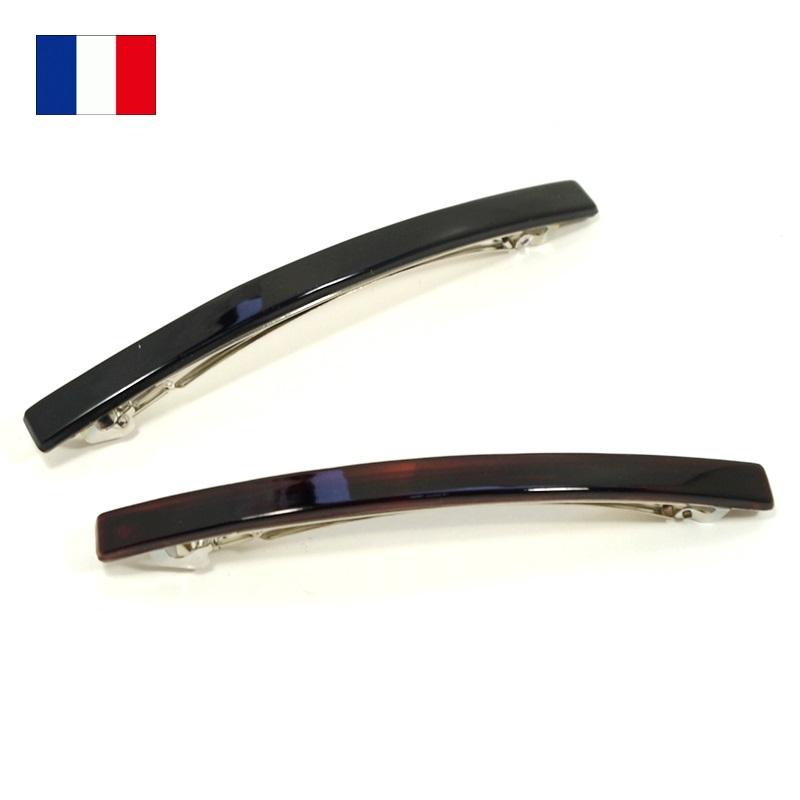 フランス製 バレッタ スリムロング 10.5cm シンプル ワイド 髪留め