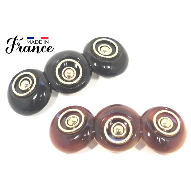 限定品】フランス製バレッタ ヘアアクセサリー 丸 縄目 ゴールド 