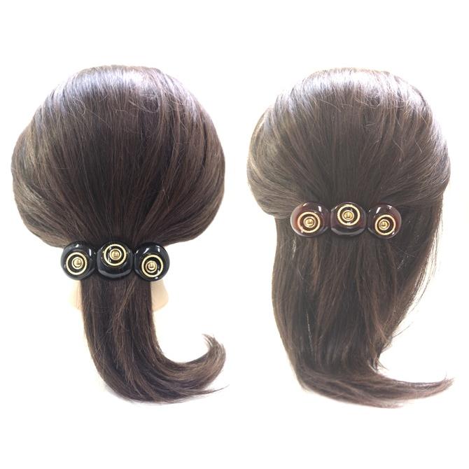 限定品】フランス製バレッタ ヘアアクセサリー 丸 縄目 ゴールド 
