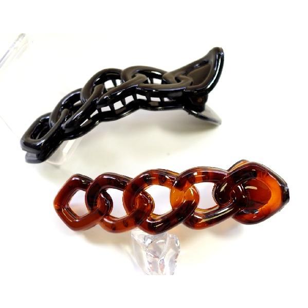 ヘアクリップ 2個セット 9cm チェーン フラッシュ ストッパー付