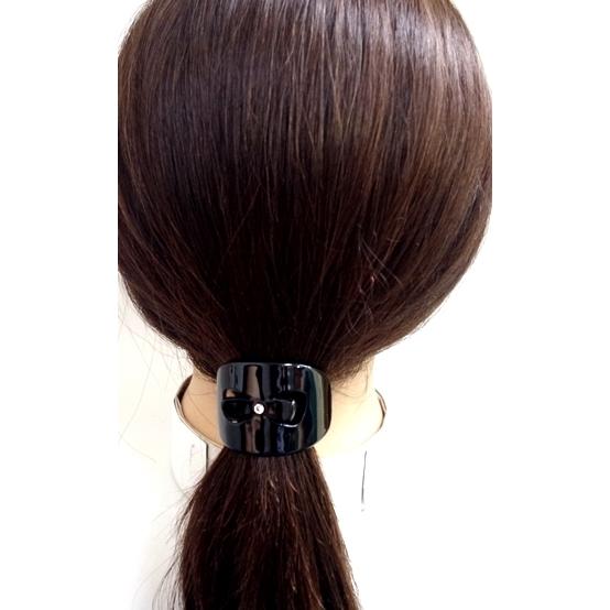 ヘアゴム リボン レリーフ スワロフスキーラインストーン付き フランス