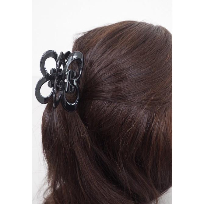 残りブラックのみ】ヘアクリップ 中サイズ ラインストーン付き