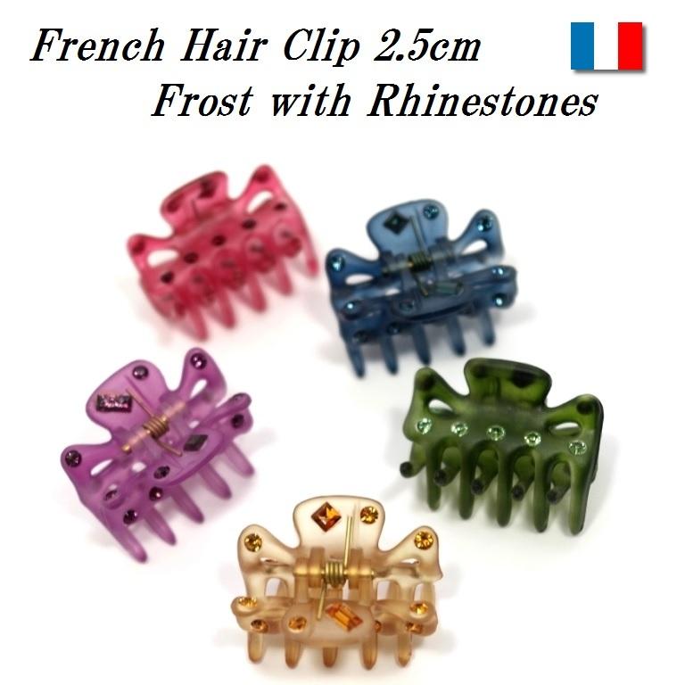 フランス製 ミニ バンスクリップ フロストカラー スワロフスキー