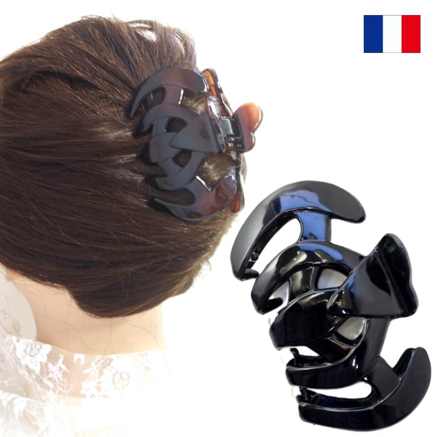 フランス製 バンスクリップ メッシュ 大きめ ヘアクリップ バネが見え