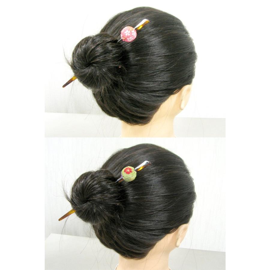 かんざし ちりめん べっ甲 和装 ヘアアクセサリー 玉かんざし 七五三