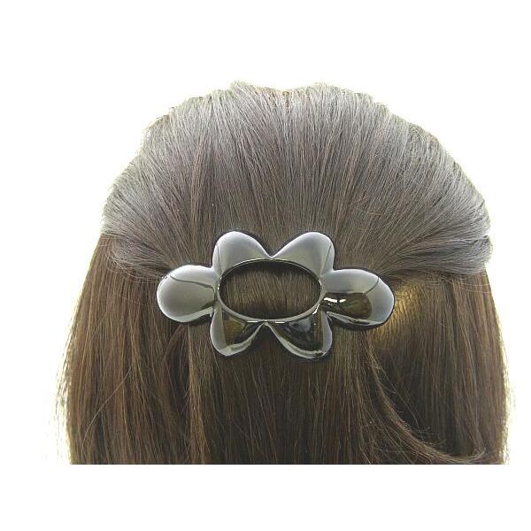 バレッタ フランス製 お花 中抜き 透かしデザイン 髪どめ ヘアクリップ