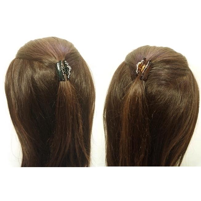 ヘアクリップ ミニ ラインストーン付き バンスクリップ 小 ブラック