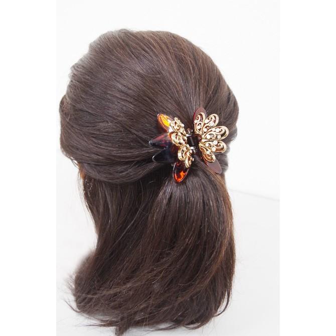 ヘアクリップ デコ フラワー メタル ラインストーン バンス