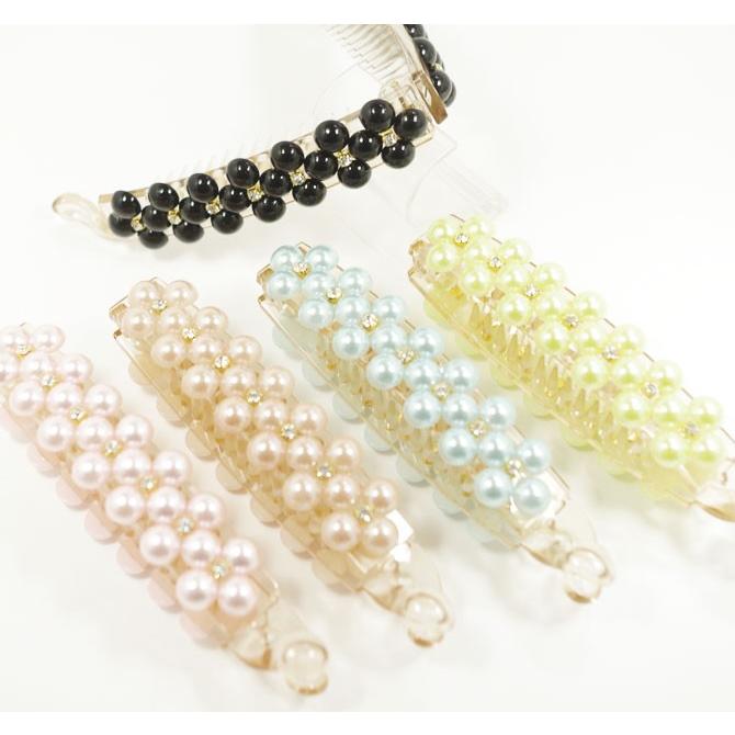バナナクリップ ストレート パールビーズ ラインストーン フラワー ヘアクリップ 髪どめ ヘアアクセサリー ペールカラー Y4656 Viviva Beauty And Accessory 通販 Yahoo ショッピング