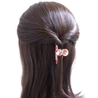 バンスクリップ マーブル アセテート SS ミニ スリム ラインストーン