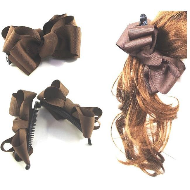 バナナクリップ リボン トリプルレイヤー ヘアクリップ ヘア