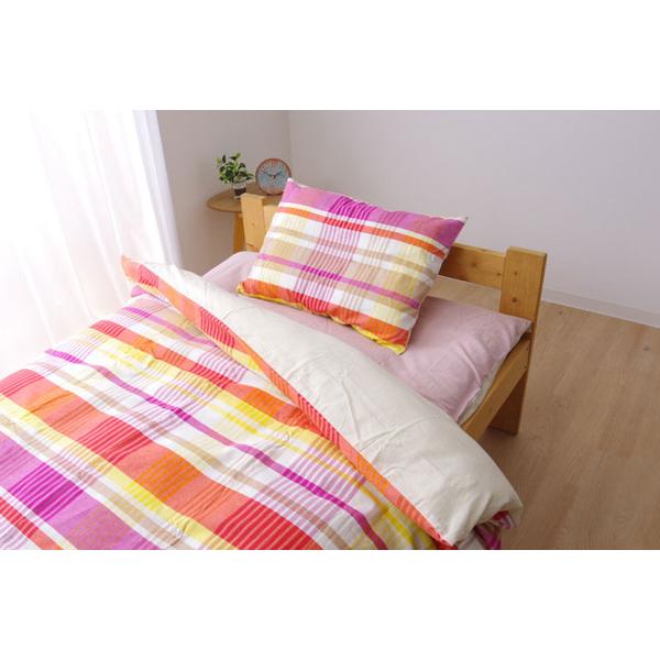 掛け布団カバー/寝具 〔チェック柄 ブルー シングル 約150×210cm