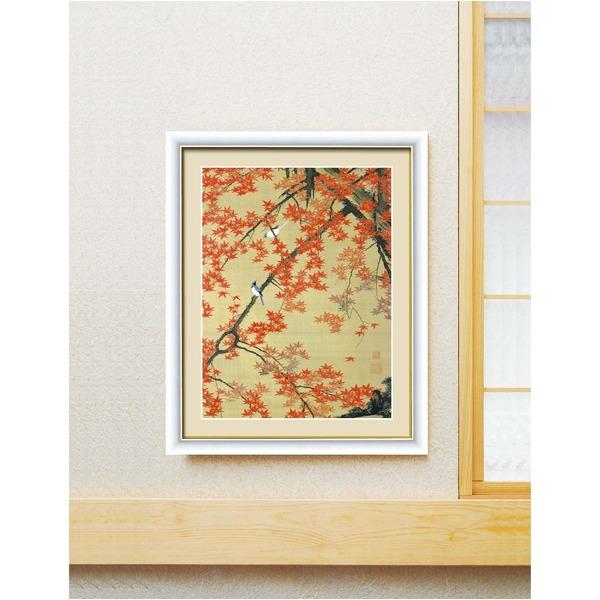 伊藤若冲 額装品 白 〔 F6号 紅葉小禽図 〕 若冲 鳳凰 旭日 動植綵絵額 群鶏 白鳳 鶏 業務用 まとめ買い 爆買 ポイント消化 日用品_1