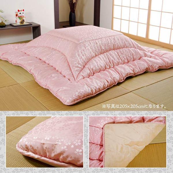 こたつ布団/寝具 【シルバー 約205×285cm 長方形】 洗える ウォッシャブル 日本製 国産 高級感 ジャガード 掛け単品 〔リビング〕 送料無料 こたつ布団/寝具 〔シルバー 約205×245cm 長方形〕 洗える 日本製 高級